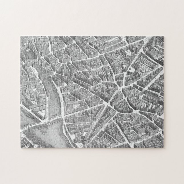 Puzzle Carte aérienne vintage de Paris (Horizontal)