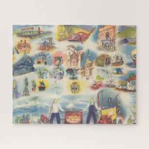 Puzzle Carte allégorique de la ville de Mexico et des En