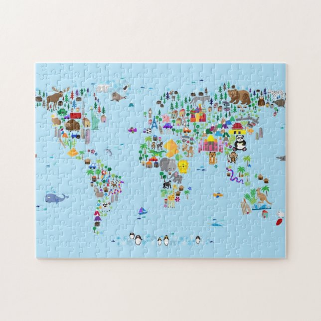 Puzzle Carte animale du monde (Horizontal)