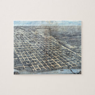 Puzzle Carte antique aérienne de la ville d'Austin, Texas