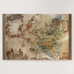 PUZZLE CARTE ANTIQUE DE CASSE-TÊTE DE LA POLOGNE