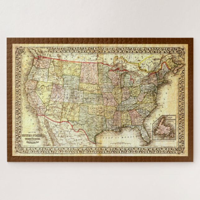 Puzzle Carte Antique États-Unis (Horizontal)