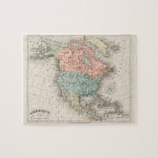 Puzzle Carte cartographique vintage de l'Amérique du Nord