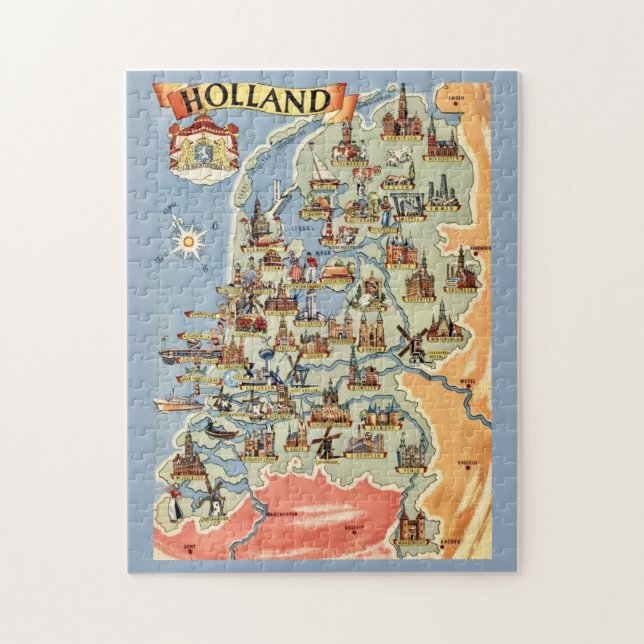 Puzzle Carte colorée de Hollande  (Vertical)