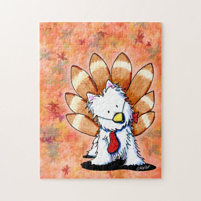 Puzzle Carte d'action de grâce KiniArt Westie Turquie (Vertical)