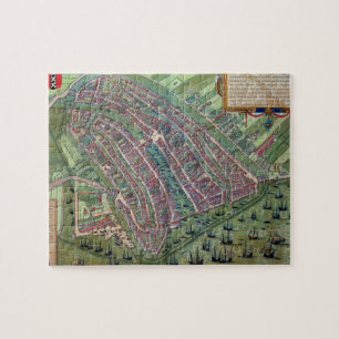Puzzle Carte d'Amsterdam, de 'Civitates Orbis Terrarum