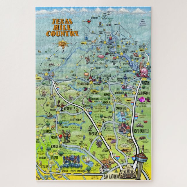 Puzzle Carte d'amusement de pays de colline du Texas (Vertical)