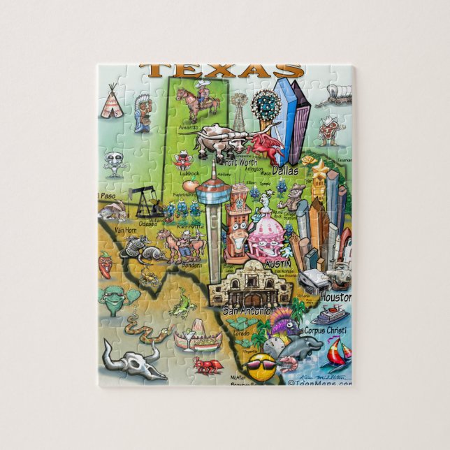 Puzzle Carte d'amusement du Texas (Vertical)