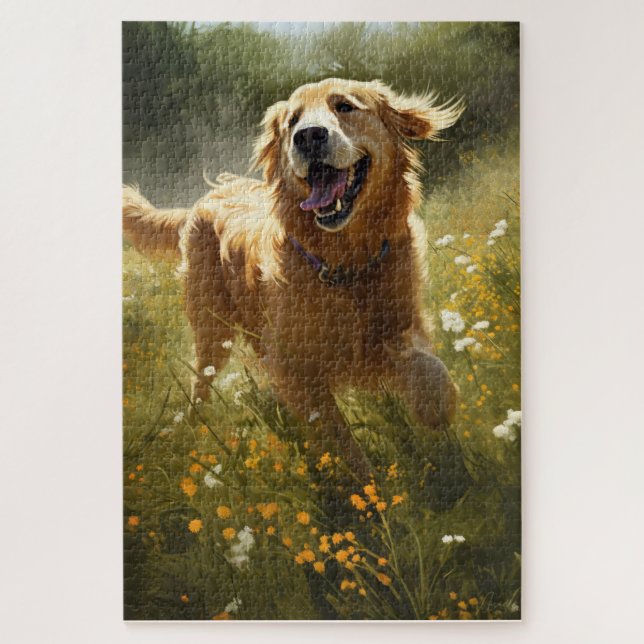 Puzzle Carte d'anniversaire personnalisée Happy Golden Re (Vertical)