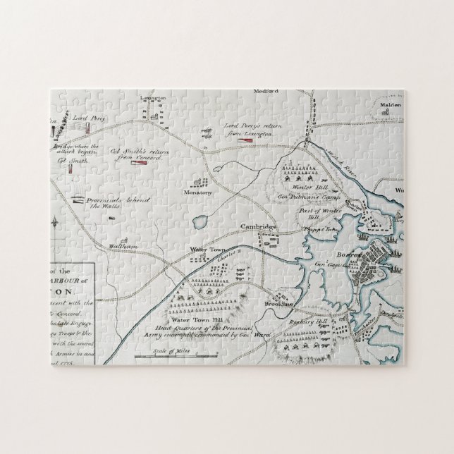 PUZZLE CARTE DE BOSTON-CONCORD, 1775 (Horizontal)