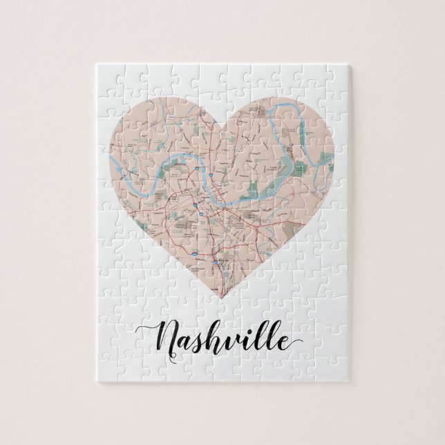 Puzzle Carte de coeur de Nashville (Vertical)