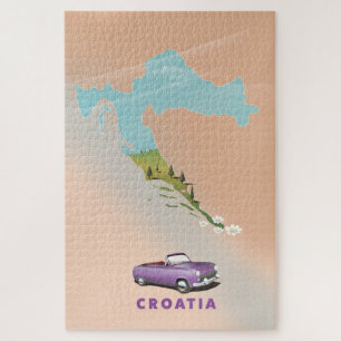 Puzzle Carte de Croatie Affiche illustrée.