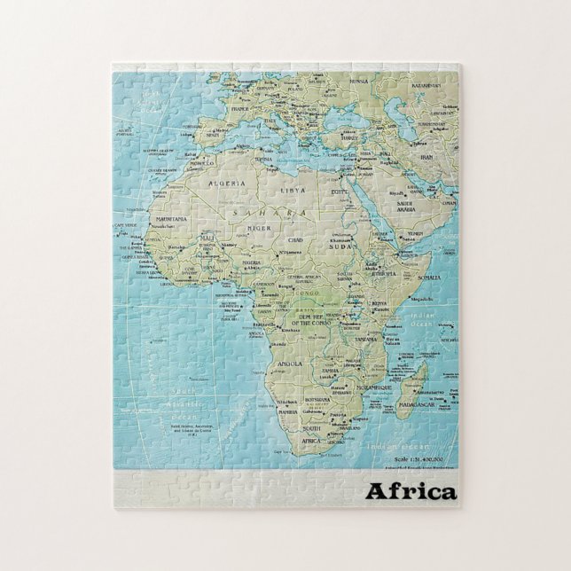 Puzzle Carte de géographie de l'Afrique : Une casse-tête (Vertical)