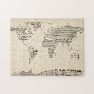 Puzzle Carte de la carte du monde de la vieille musique