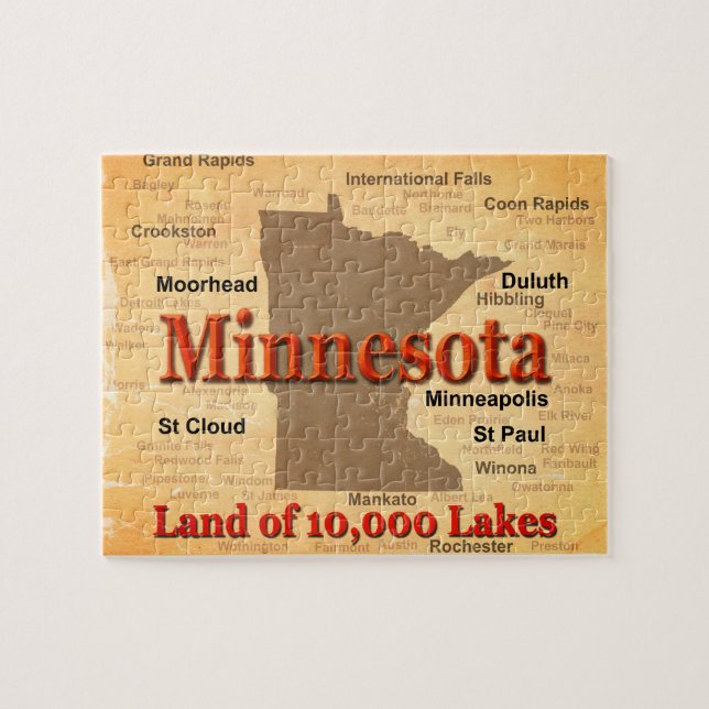 Puzzle Carte de la Fierté d'État du Minnesota (Horizontal)