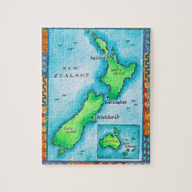 Puzzle Carte de la Nouvelle-Zélande (Vertical)