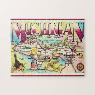 Puzzle Carte de la péninsule supérieure du Michigan
