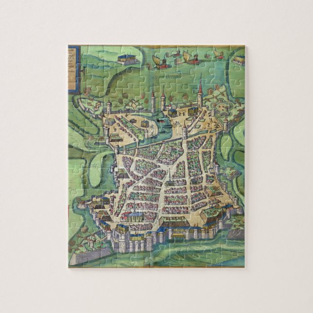 Puzzle Carte de La Rochelle, de 'Civitates Orbis Terrarum (Vertical)