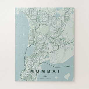 Puzzle Carte de la ville de Mumbai, design minimaliste