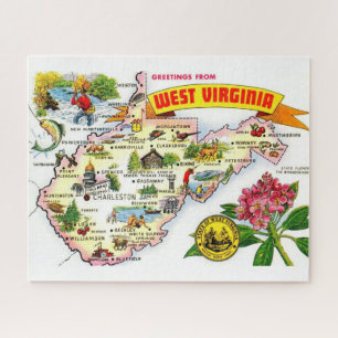Puzzle Carte de la Virginie-Occidentale vintage