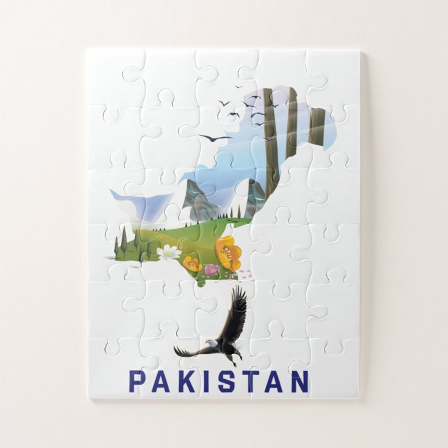 Puzzle Carte de l'affiche de voyage au Pakistan (Vertical)