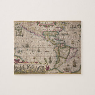 Puzzle Carte de l'Amérique, du Mercator "atlas", pub. par