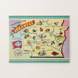Puzzle Carte de l'État de l'Arkansas vintage 11x14