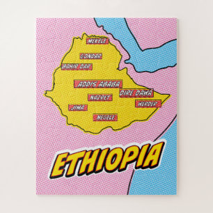 Puzzle Carte de l'Éthiopie illustrée par Pop Art