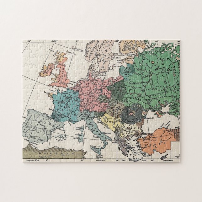 Puzzle Carte de l'Europe vintage (Horizontal)