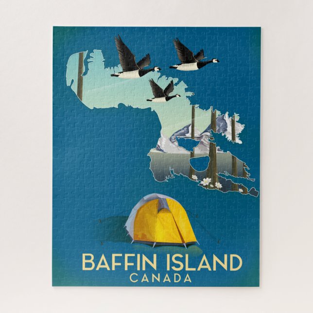 Puzzle Carte de l'île de Baffin poster de voyage au Canad (Vertical)