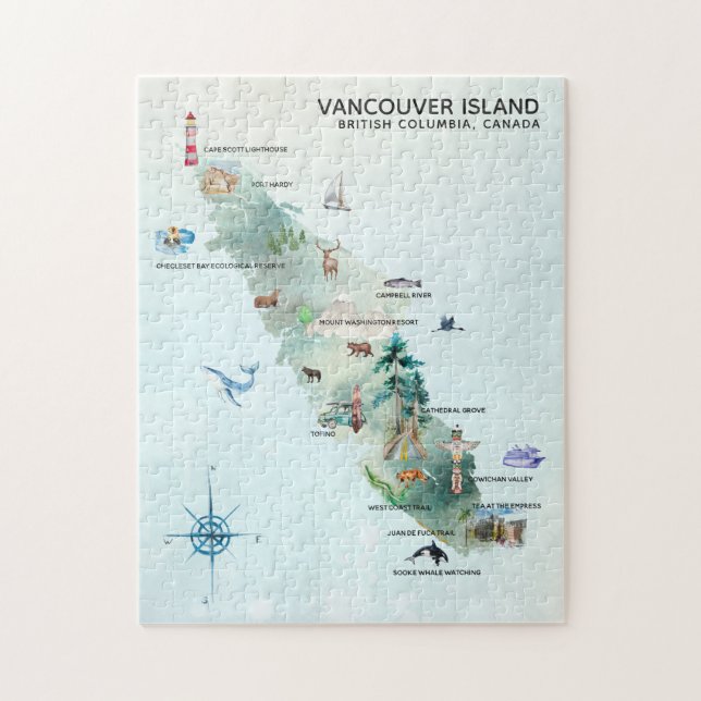 Puzzle Carte de l'île de Vancouver (Vertical)