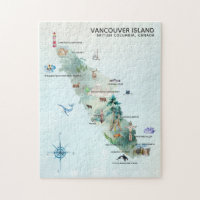Carte de l'île de Vancouver en aquarelle