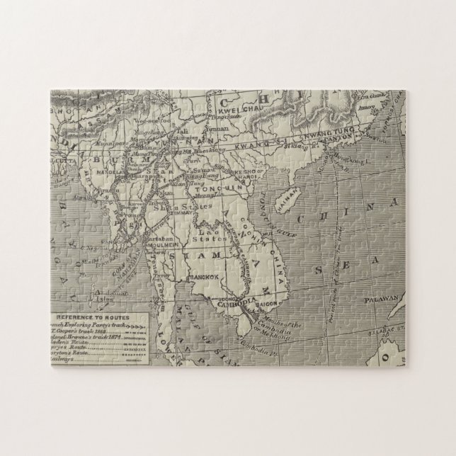 Puzzle Carte de l'itinéraire proposé vers la Chine de (Horizontal)