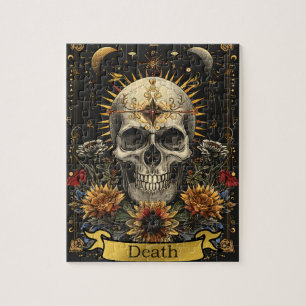 Puzzle Carte de Mort de Tarot Gothique Sorcière Crâne & F