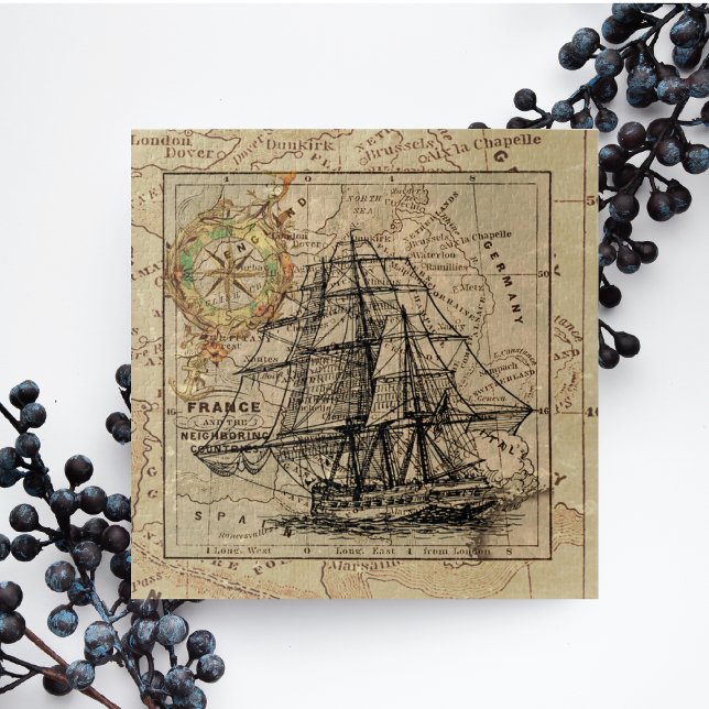 Puzzle Carte de navigation des navires nautiques vintages (Créateur téléchargé)
