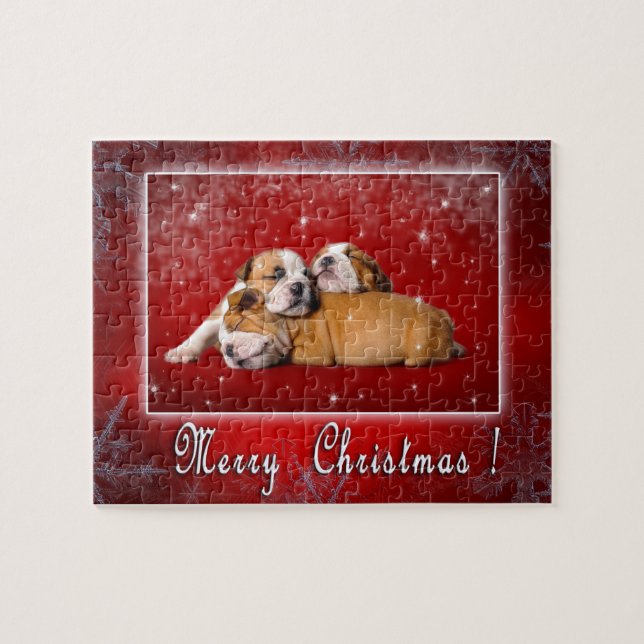Puzzle Carte de Noël Bulldog (Horizontal)