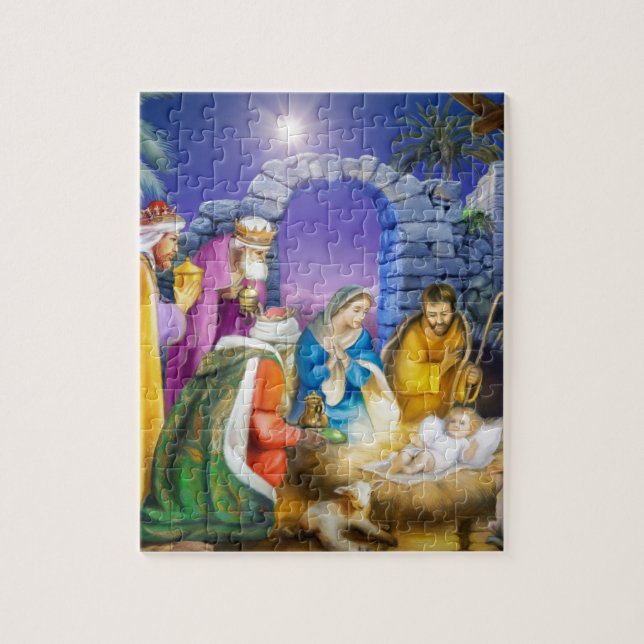Puzzle Carte de Noël chrétienne (Vertical)
