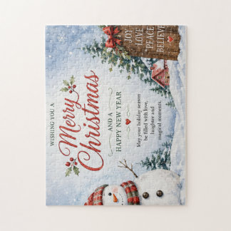 Puzzle Carte de Noël mignonne de bonhomme de neige 