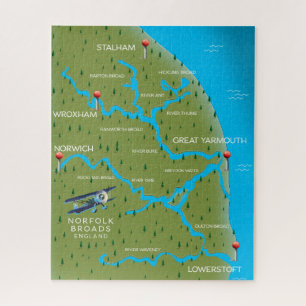 Puzzle Carte de Norfolk Broads Angleterre.