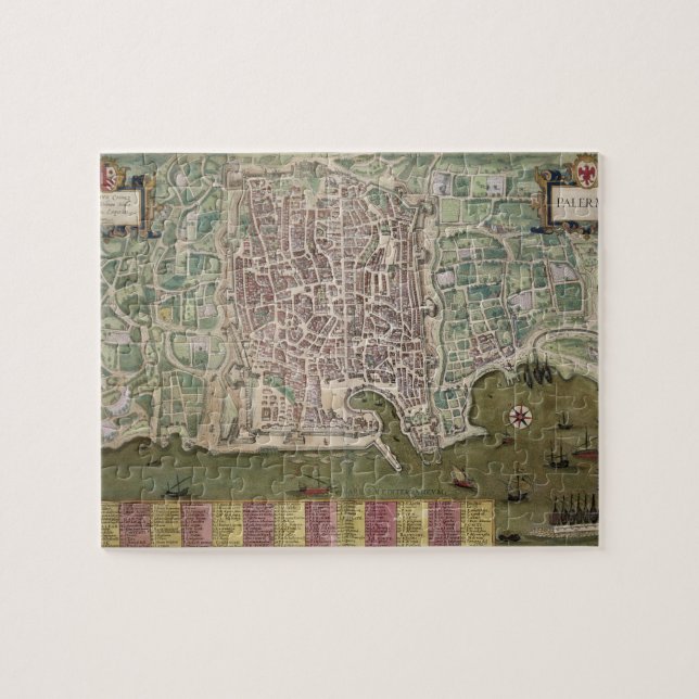 Puzzle Carte de Palerme, de "Civitates Orbis Terrarum" (Horizontal)