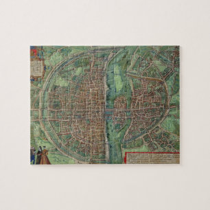 Puzzle Carte de Paris, de "Civitates Orbis Terrarum" par