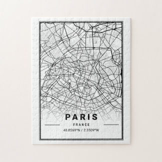 Puzzle Carte de Paris France | Dessin minimaliste moderne