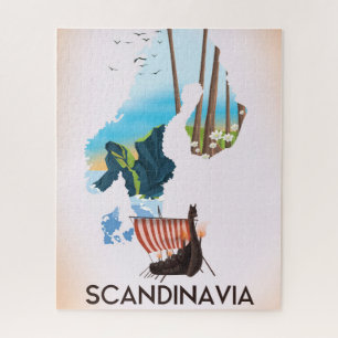 Puzzle Carte de Scandinavie Affiche de voyage Viking