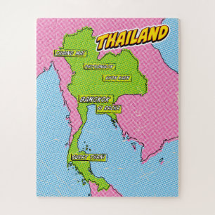 Puzzle Carte de Thaïlande illustrée par l'art Pop