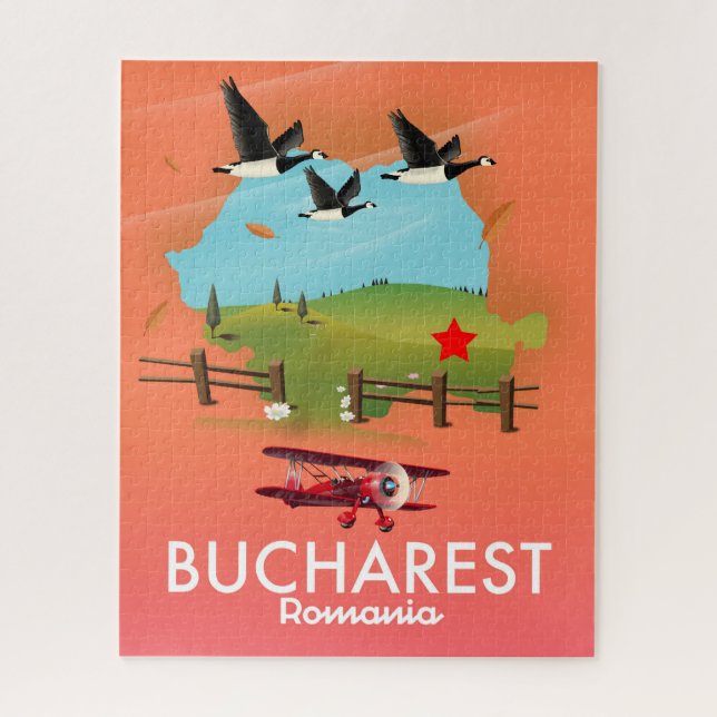 Puzzle carte de vacances à Bucarest Roumanie (Vertical)
