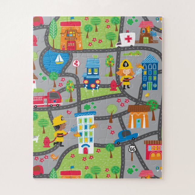 Puzzle Carte de ville pour les enfants amusants (Vertical)