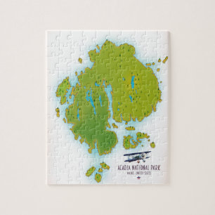 Puzzle Carte de voyage du parc national d'Acadia, Maine.