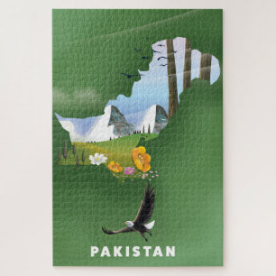 Puzzle Carte de voyage illustrée du Pakistan.