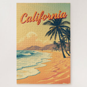 Puzzle Carte de voyage vintage Retro California Beach