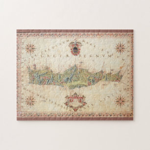 Puzzle Carte décorative vintage de l'île de Crète Grèce